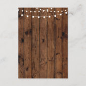 木製のウェディングレセプションカード ライト エンクロージャーカード (裏面)