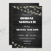 木製のエレガンス素朴結婚：のツリーライト 招待状 (正面/裏面)