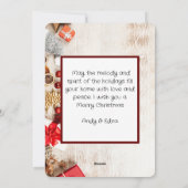 木製のエレガントなファミリークリスマスをカスタマイズ シーズンカード (裏面)