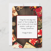 木製のエレガントなファミリークリスマスをカスタマイズ シーズンカード (裏面)