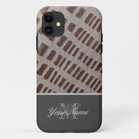 木製のカスタマイズ可能なモノグラムグランジ! Case-Mate iPhoneケース (裏面)