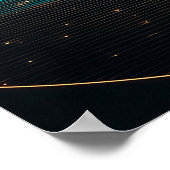 木製のカヌーと三日月、輝く青い水 ポスター (角)