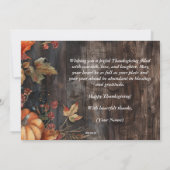 木製のカボチャと葉　ハッピーサンクスギビング シーズンカード (裏面)