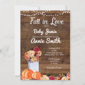 木製のカボチャは招待状ブライダルシャワーの恋に落ちます 招待状 (正面)