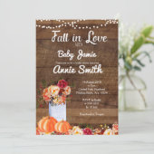 木製のカボチャは招待状ブライダルシャワーの恋に落ちます 招待状 (スタンド正面)