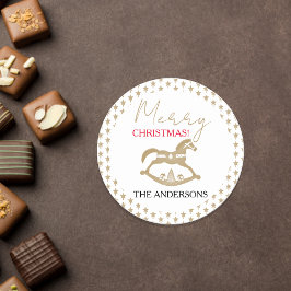 木製のクリスマスのゆりかご馬 ラウンドシール