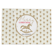 木製のクリスマスのゆりかご馬 ラージペーパーバッグ (裏面)