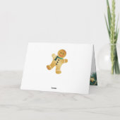 木製のクリスマスのジンジャーブレッドマンそしてヒイラギ シーズンカード (裏面)