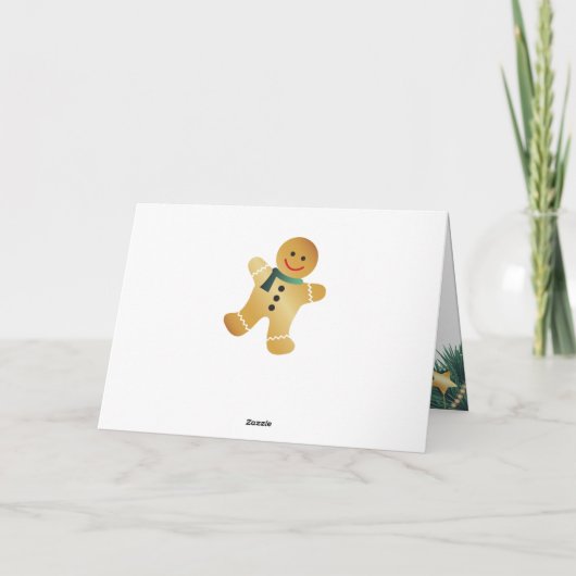 木製のクリスマスのジンジャーブレッドマンそしてヒイラギ シーズンカード (裏面)