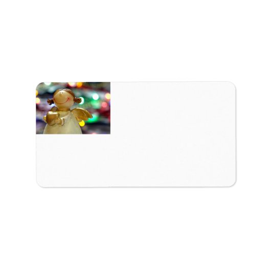木製のクリスマスの天使 ラベル (正面)