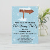 木製のサイン&スノーカンパニーホリデークリスマスパーティー 招待状 (スタンド正面)