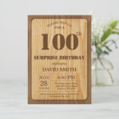 木製のサプライズ100歳誕生日招待状 招待状 (スタンド正面)