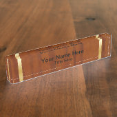 木製のスタイルの陸軍少尉の階級章の名札 デスクネームプレート (側面)