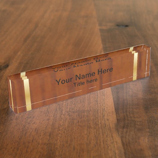 木製のスタイルの陸軍少尉の階級章の名札 デスクネームプレート (側面)