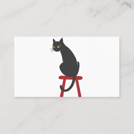 木製のスツールに座っている子猫-背の色を選ぶ 名刺 (裏面)