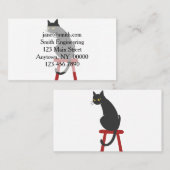 木製のスツールに座っている子猫-背の色を選ぶ 名刺 (正面/裏面)