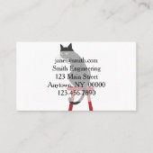 木製のスツールに座っている子猫-背の色を選ぶ 名刺 (正面)