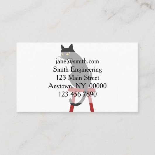 木製のスツールに座っている子猫-背の色を選ぶ 名刺 (正面)