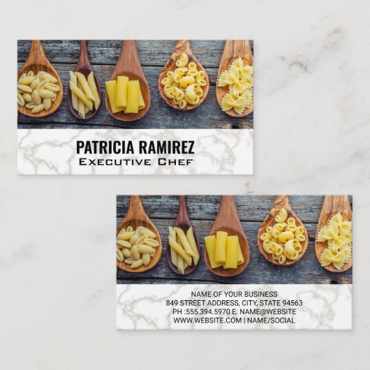 木製のスプーンの様々な牧草地 | 大理石 名刺 (正面/裏面)