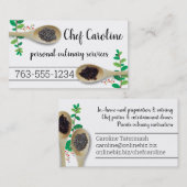 木製のスプーン香草で料理人のケータリング料理 名刺 (正面/裏面)