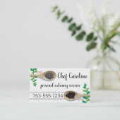 木製のスプーン香草で料理人のケータリング料理 名刺 (スタンド正面)