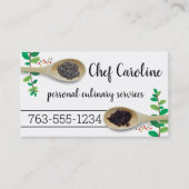 木製のスプーン香草で料理人のケータリング料理 名刺 (正面)