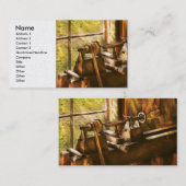 木製のターナー-古い旋盤 名刺 (正面/裏面)