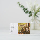 木製のターナー-古い旋盤 名刺 (スタンド正面)