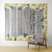 木製のダイジー飾りのウェディングシャワー フォトブース タペストリー (インサイチュ(横))