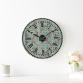 木製のダマスク織パターンヴィンテージの素朴でシックなシャンデリア ラージ壁時計 (ホーム)