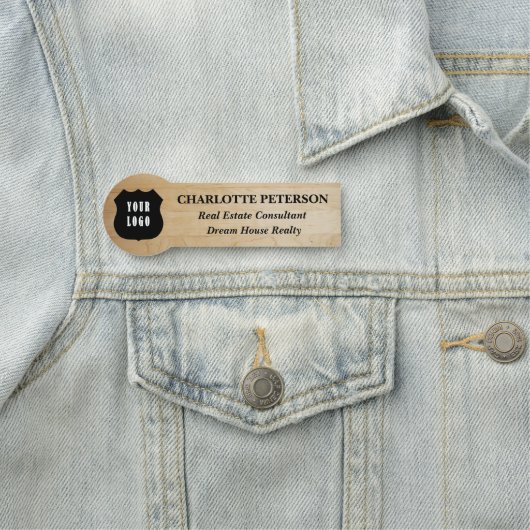 木製のテクスチカスタムャの不動産仲介業者またはエテ実在ートのロゴ 名札 (インサイチュ)