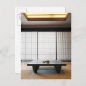 木製のテーブルとモダンスタイルの畳と： ポストカード (正面/裏面)