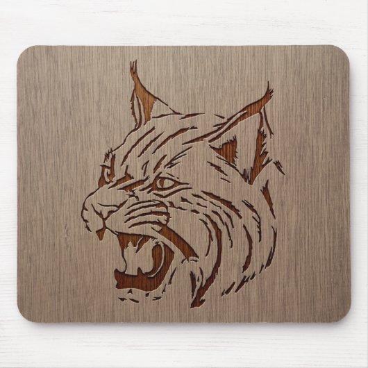 木製のデザインで刻まれる無謀なイラストレーション マウスパッド (正面)