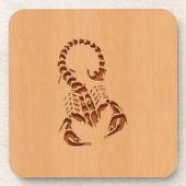 木製のデザインで刻まれる蠍のシルエット コースター (正面)
