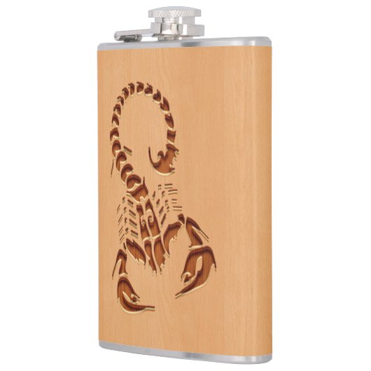 木製のデザインで刻まれる蠍のシルエット フラスク (左)