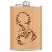 木製のデザインで刻まれる蠍のシルエット フラスク (正面)