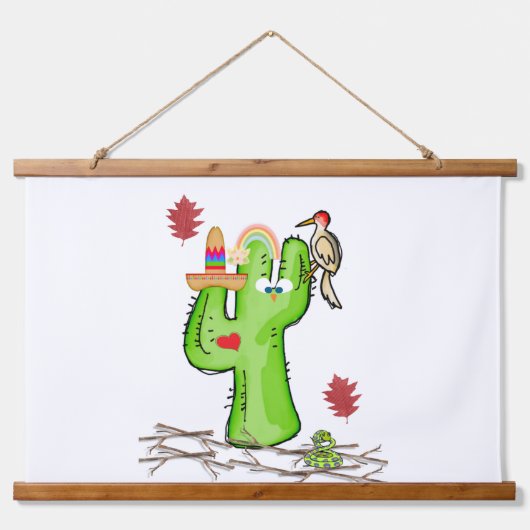 木製のトップウォールタペストリアサボスネークバード 吊り下げ型タペストリー (正面)