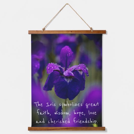 木製のトップウォールタペストリーと虹彩花 吊り下げ型タペストリー (正面)