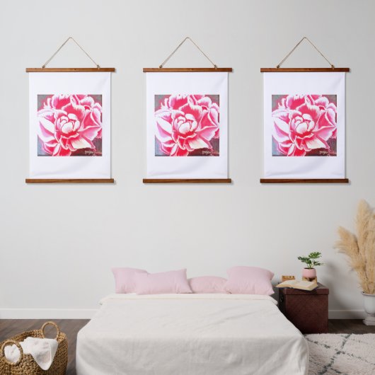 木製のトップウォールタペストリーの花の牡丹 吊り下げ型タペストリー (寝室)