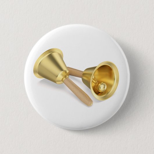 木製のハンドル付きハンドベル 缶バッジ (正面)