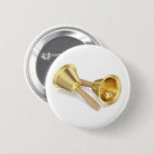 木製のハンドル付きハンドベル 缶バッジ (正面&裏面)