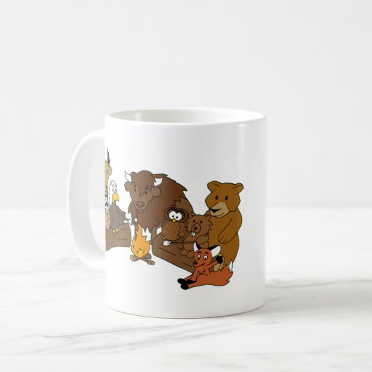 木製のバッジのキツネのマグ コーヒーマグカップ (正面左)