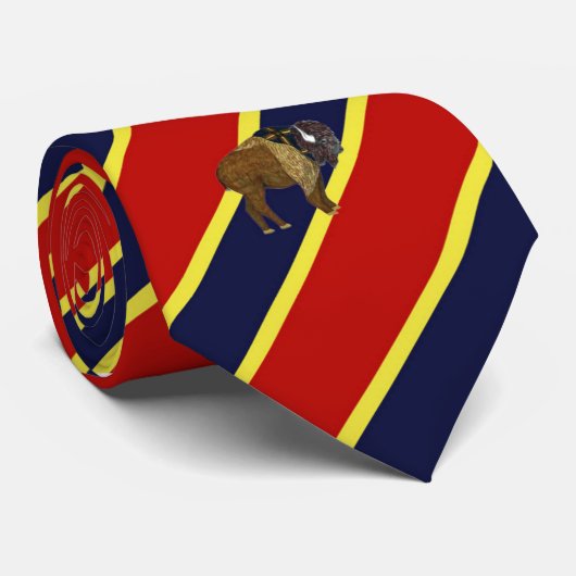 木製のバッジのバッファローのストライプのな服タイ ネクタイ (ロール)