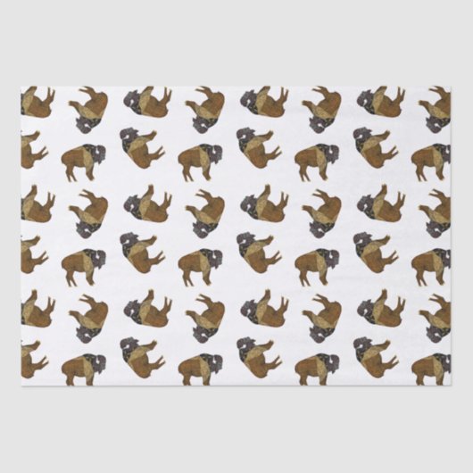 木製のバッジのバッファローのティッシュペーパー 薄葉紙 (正面)