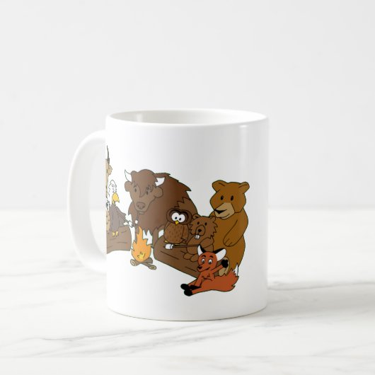 木製のバッジのバッファローのマグ コーヒーマグカップ (正面左)