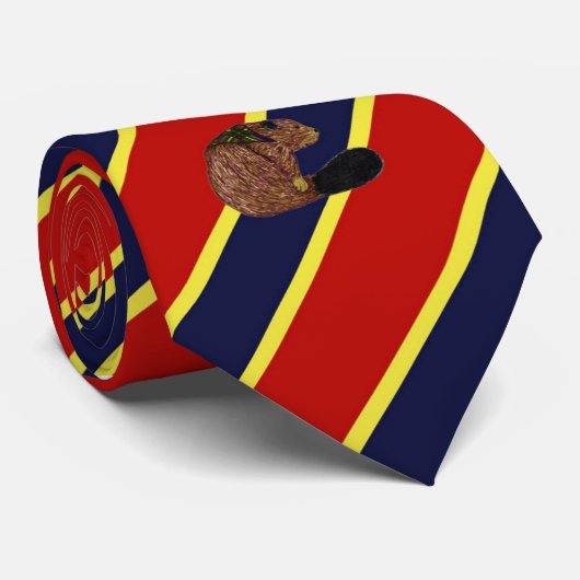 木製のバッジのビーバーのストライプのな服タイ ネクタイ (ロール)