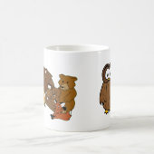 木製のバッジのフクロウのマグ コーヒーマグカップ (中央)