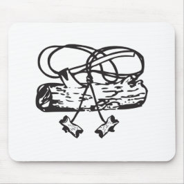 木製のバッジの斧n丸太のマウスパッド マウスパッド