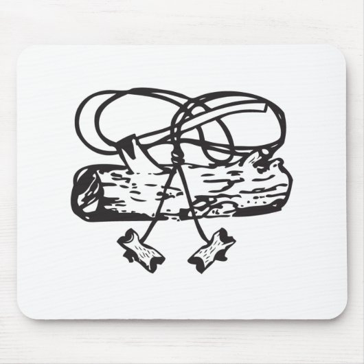 木製のバッジの斧n丸太のマウスパッド マウスパッド (正面)