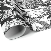 木製のバッジの生き物のモンタージュ ラッピングペーパー (ロールコーナー)